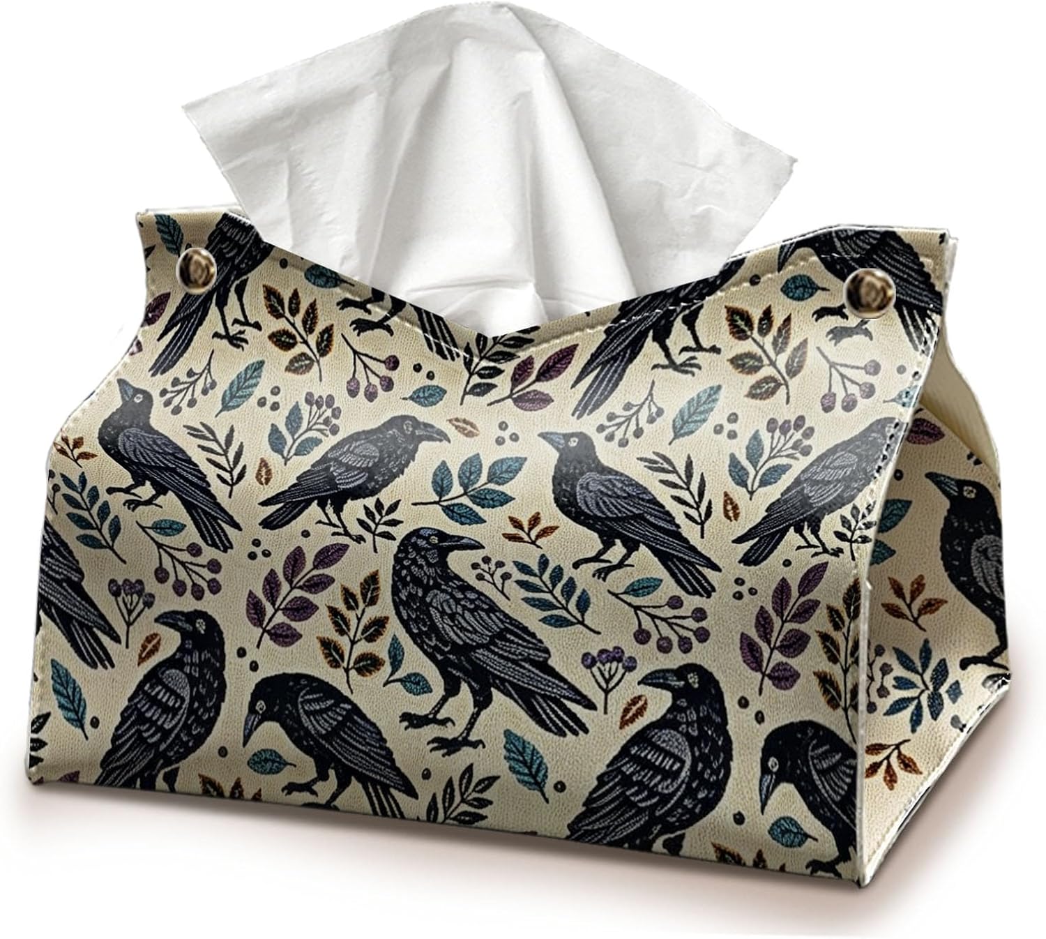 UTELKA Halloween Tissue Box Cover Rectangle, Ravens Tissue Holder 9.8x6x7