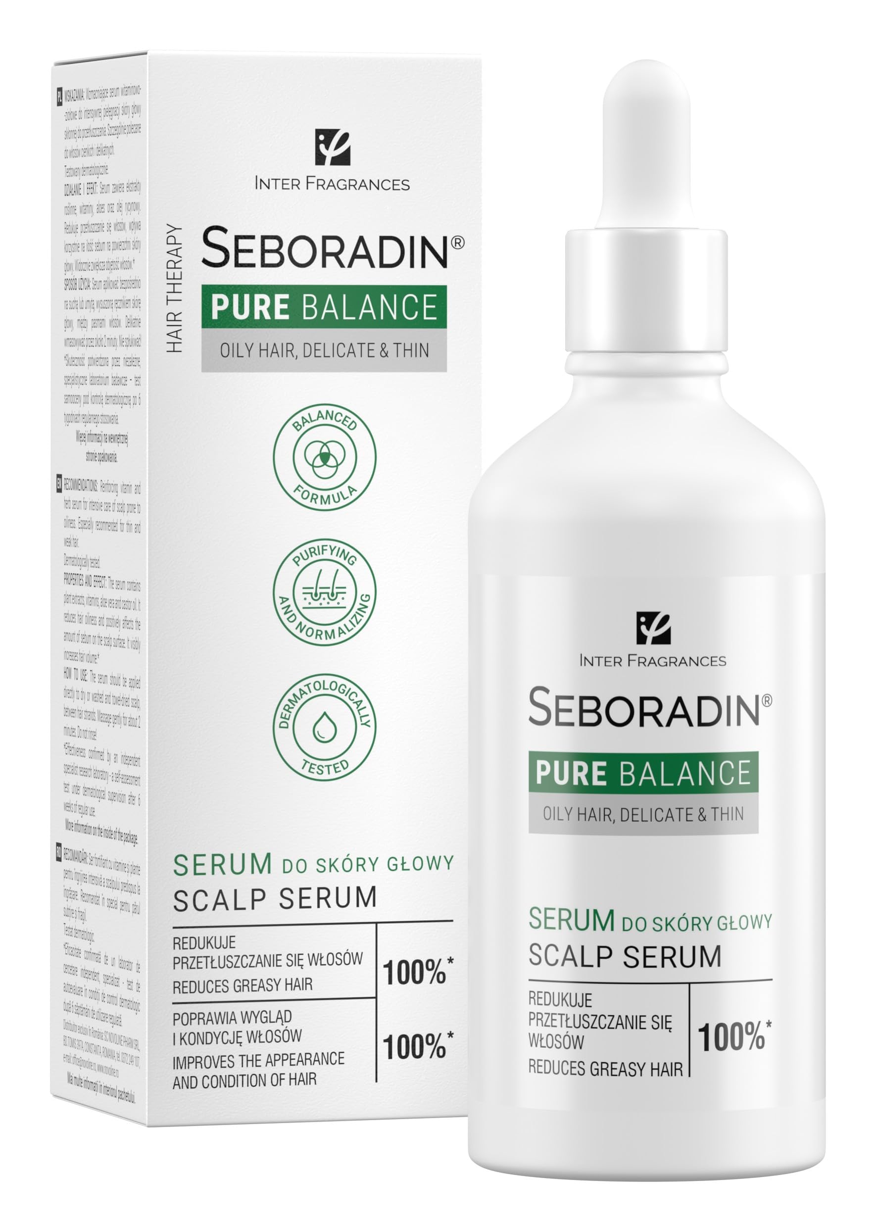 Seboradin Scalp Serum Strenghted For Thin Fine Hair Prone To Greasiness Intensive Scalp Care Regulating Secretion Of Sebum Aloe Vera Niacinamide Black Radish Extract Pure Ballance 100 ml - Image 4
