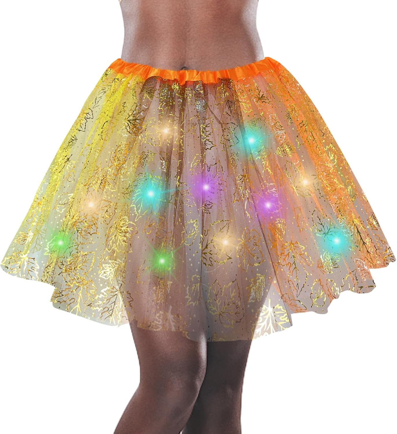 Thanksgiving Women's Light Up Tutu Skirt Halloween Grow Party Music Festival Costume