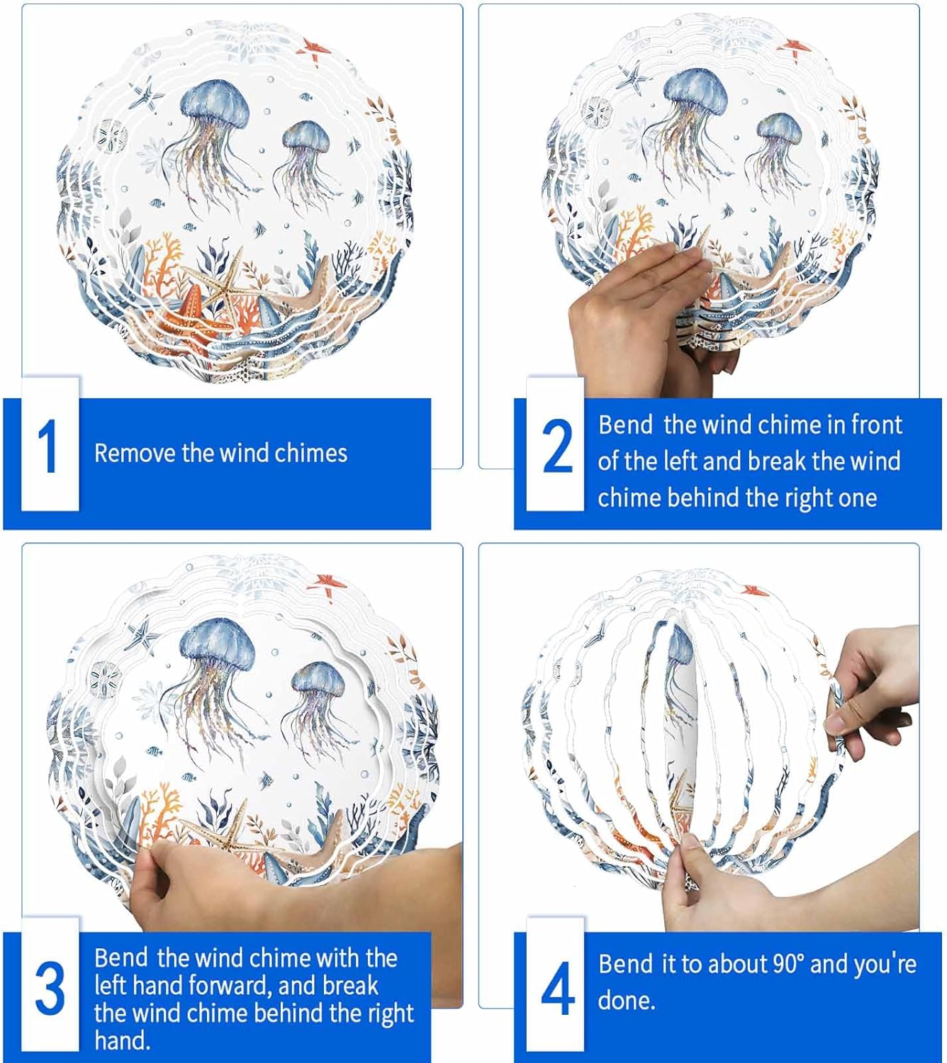 Ocean Jellyfish Starfish Coral Wind Spinner for Garden Yard 3D Stainless Steel Hanging Wind Spinners, Underwater World Spinners Outdoor Metal Decor for Lawn Patio Home