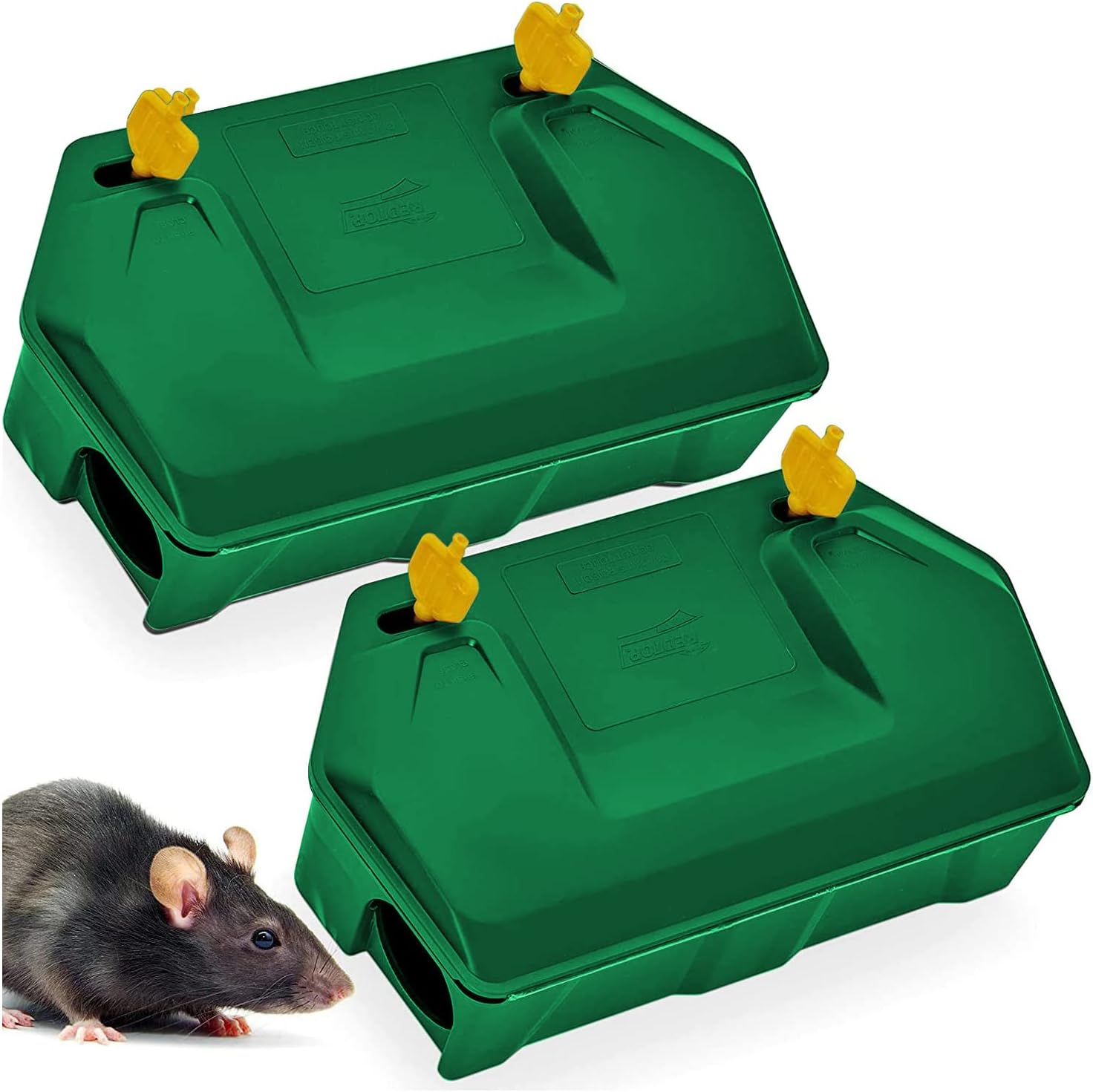 Rodent Bait Station Box Rat Trap Outdoor Commercial Professional Green Children and Pet Safe