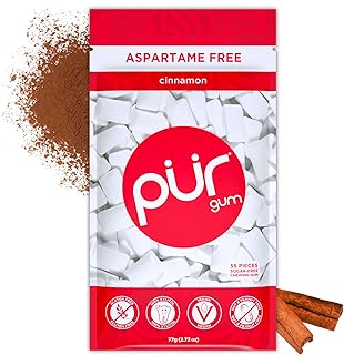 Aspartame Free Chewing Gum | 100% Xylitol | Natural Cinnamon Flavored Gum, 55 Pieces (Pack of 1)