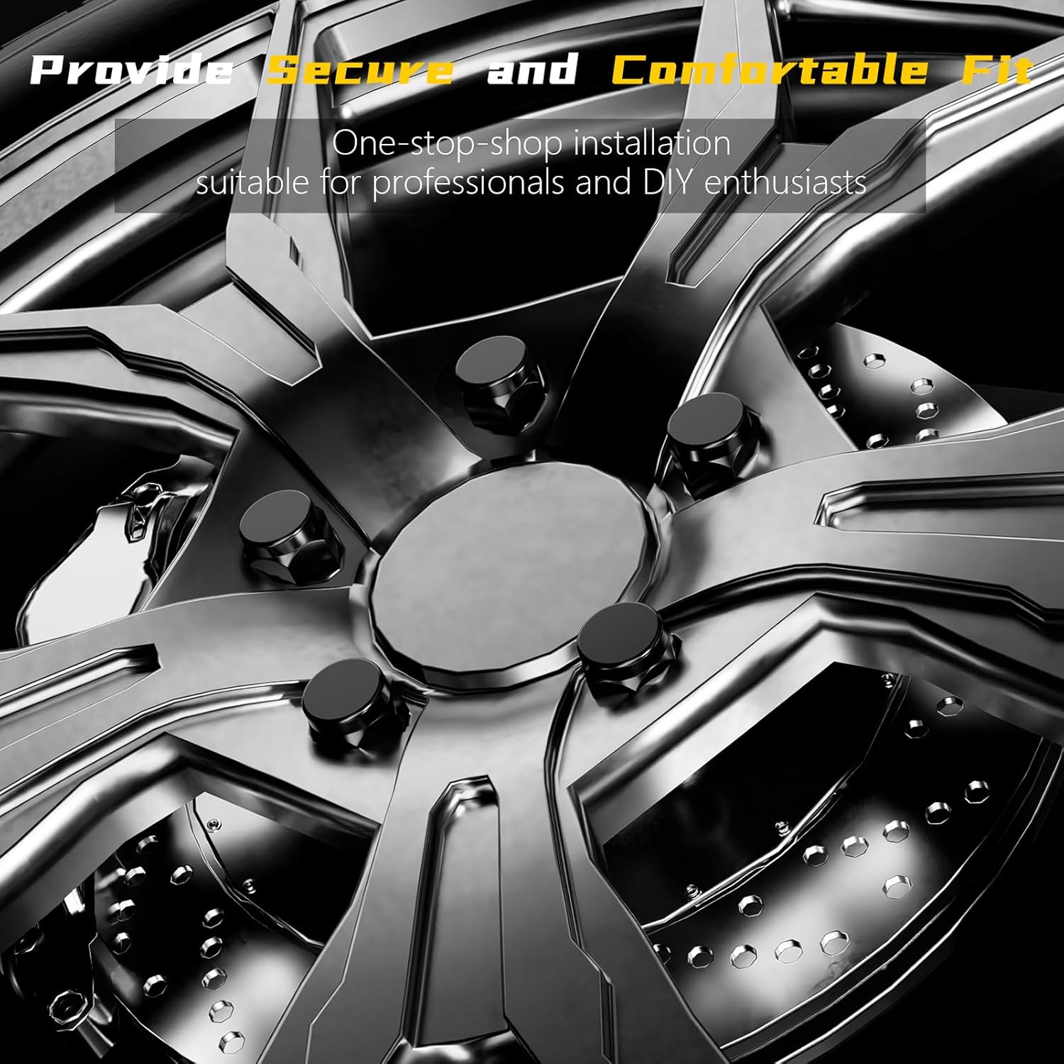 24pcs M14 x 1.5 Lug Nuts, 1.8" (45mm) Closed-End One-Piece Conical Seat, Matte Black Finish 3/4" Hex