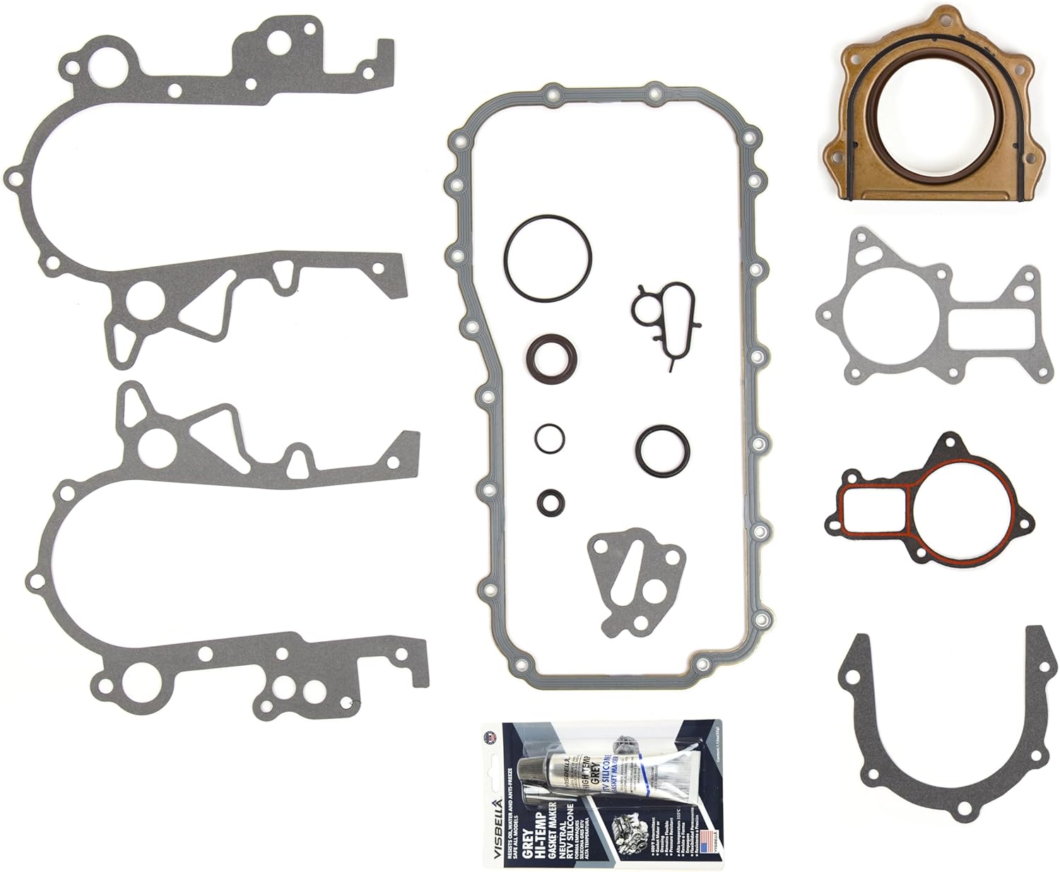 MA-9761241307 Lower Gasket Set Compatible With/For 07-08 Jeep Wrangler 3.8L OHV VIN 1