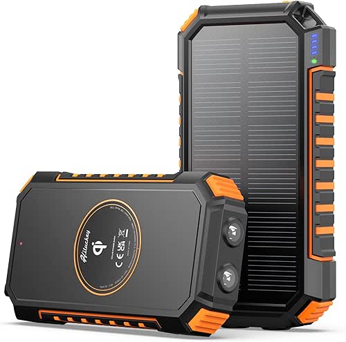 Hiluckey Chargeur Solaire 26800mAh avec 4 USB Portable Batterie Externe