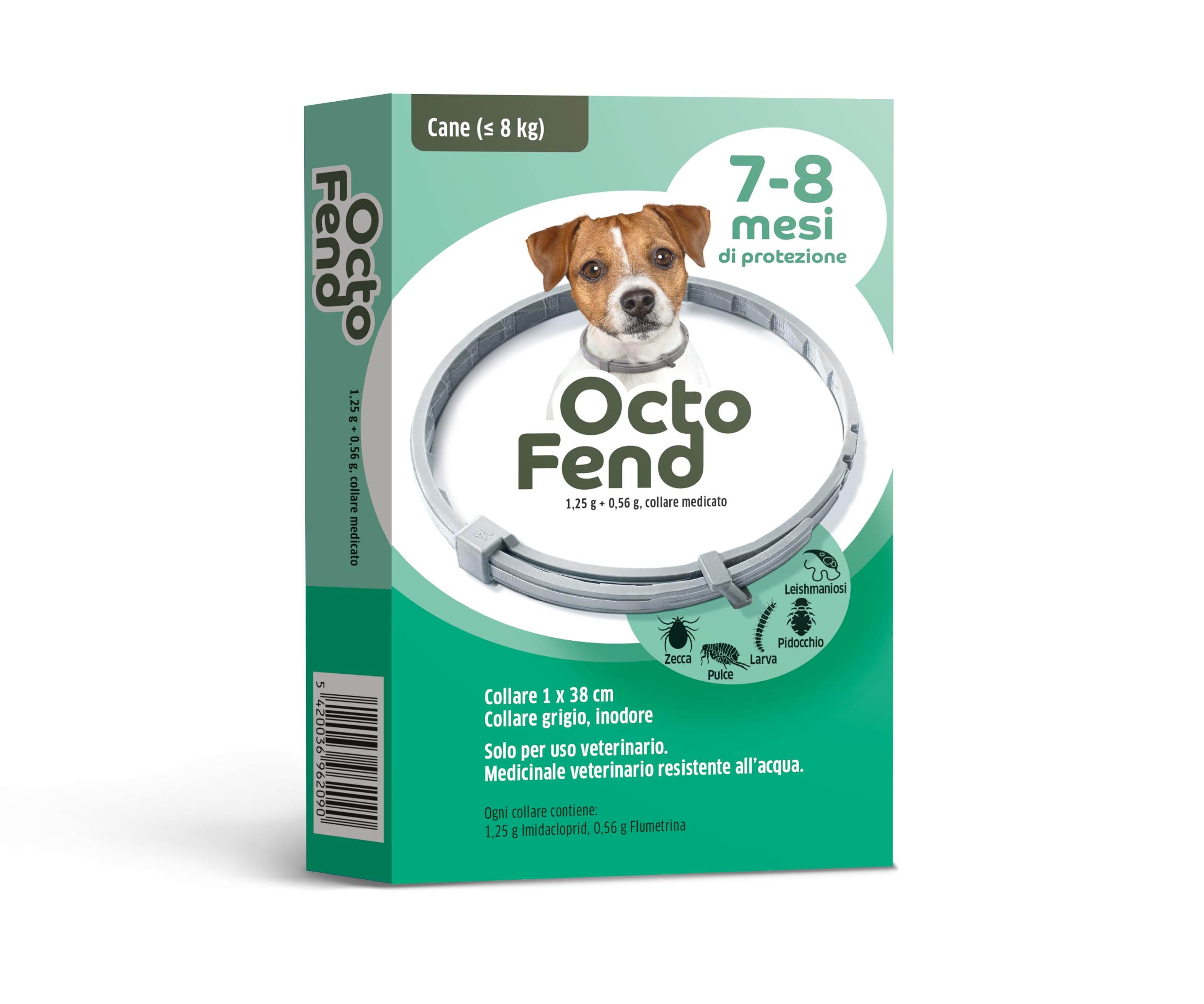 ELANCO | OctoFend collare antiparassitario per cani < 8 kg, 38 cm, 7-8 mesi di protezione da zecche, pulci, pidocchi, larve e Leishmaniosi