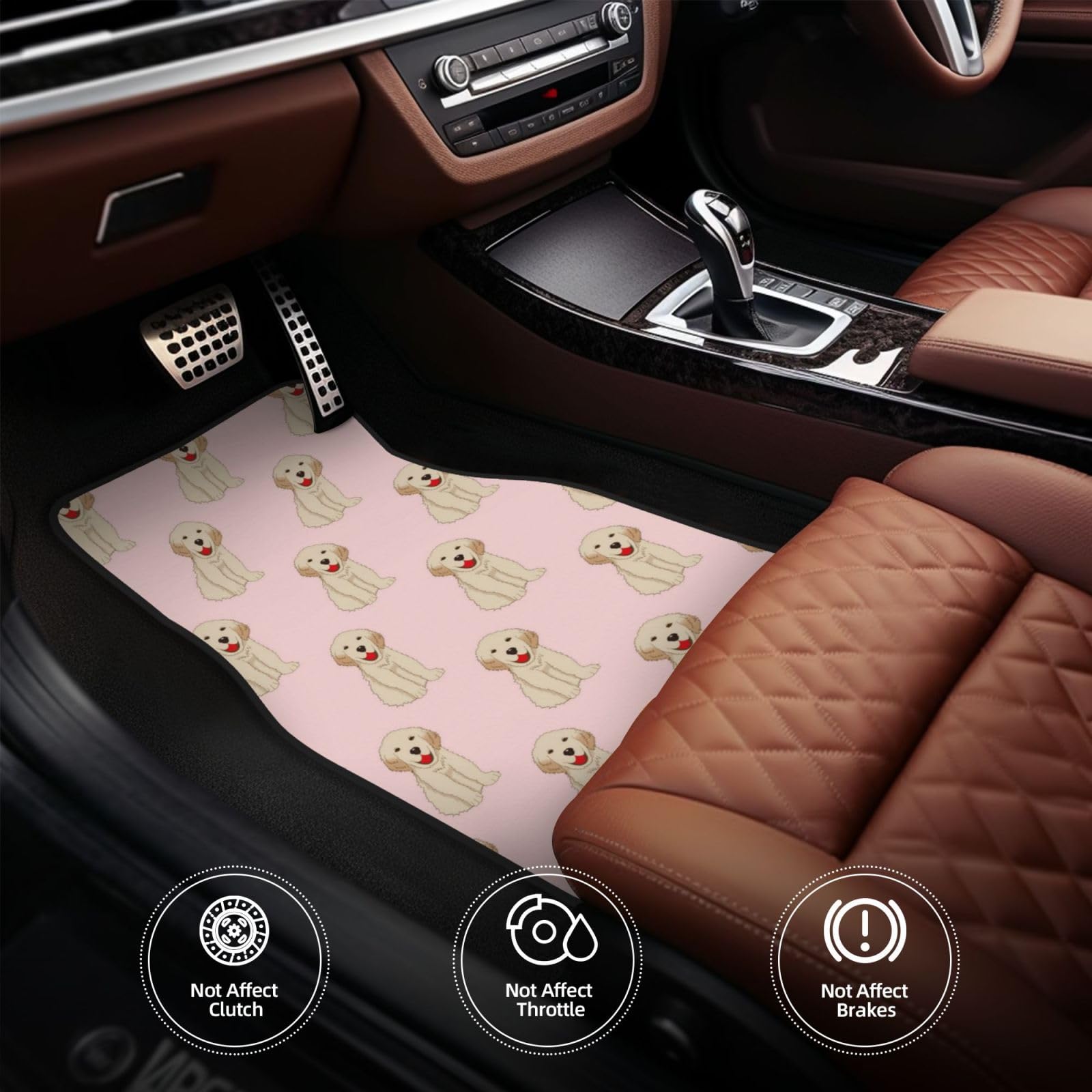 Labrador Golden Retriever Hund, 4er-Set Auto-Fußmatten, Neopren-Fußmatten für Fahrzeuge, rutschfeste Auto-Fußmatten, Autozubehör