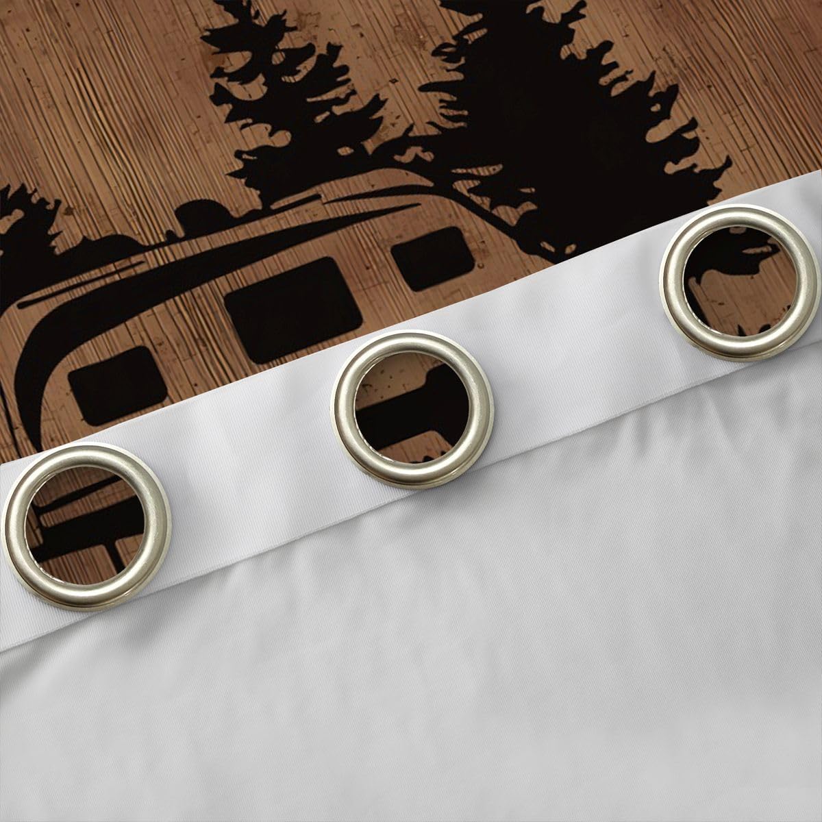 Feelyou Camper Blackout Curtains Happy Camping Darkening Drapes for Bedroom Living Room RV Camping Camouflage Insulated Shades Camper for Travel Trailers Window Treatments, 2 Panels 38 x 45 Inch image 5
