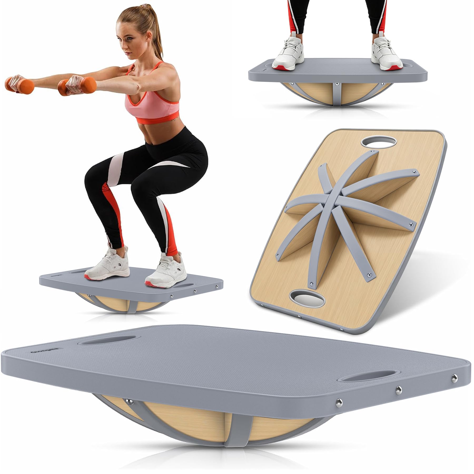 Tavola di equilibrio avanzata in legno, tavola per bilanciamento da tavolo, tavola oscillante da ufficio, per fisioterapia, allenamento fitness veloce e sport all'aria aperta