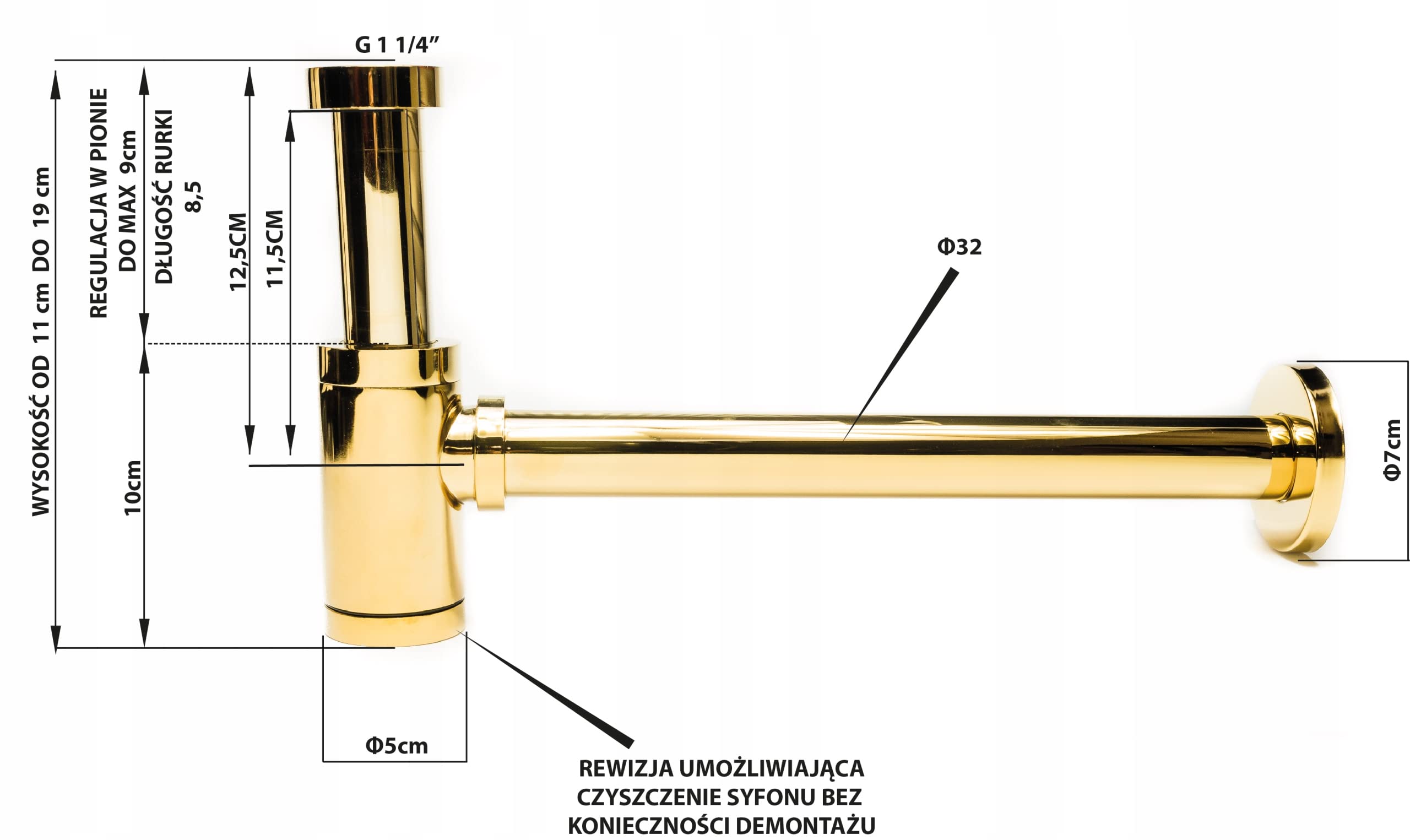 Waschbecken-Siphon | Gold | für Waschbecken | verhindert Verstopfung & Gerüche