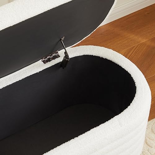 Miniatura 6 de ZOMGE HUZZ Banco otomano de almacenamiento de 45 pulgadas, banco tapizado de tela para dormitorio, moderno y cómodo, taburete para sala de estar,