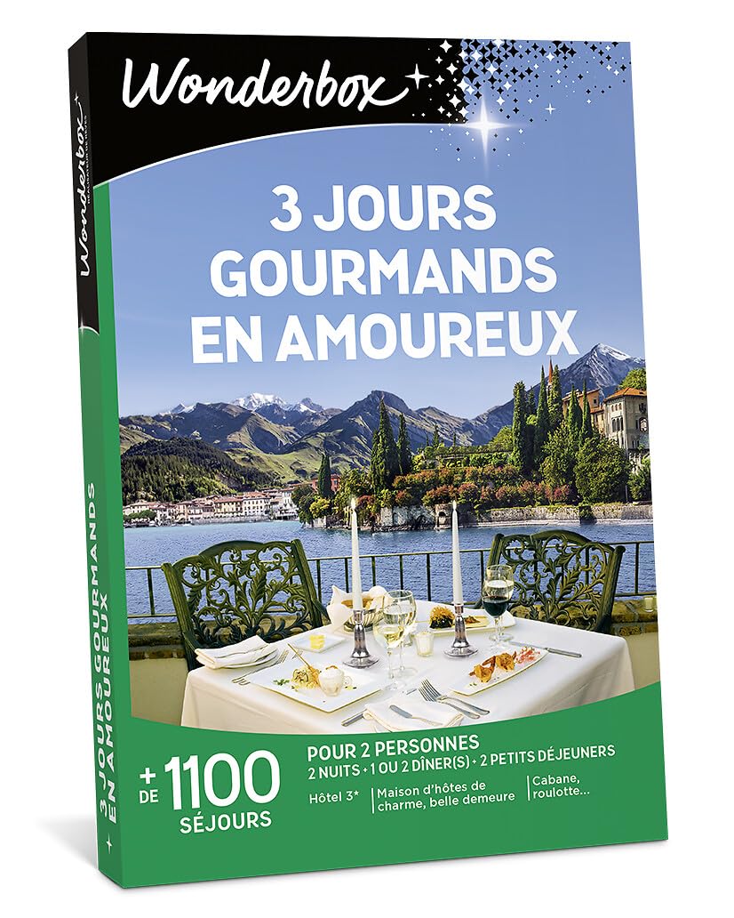 Wonderbox - 3 Jours Gourmands en Amoureux - Coffret Cadeau - Idée Cadeau Séjours