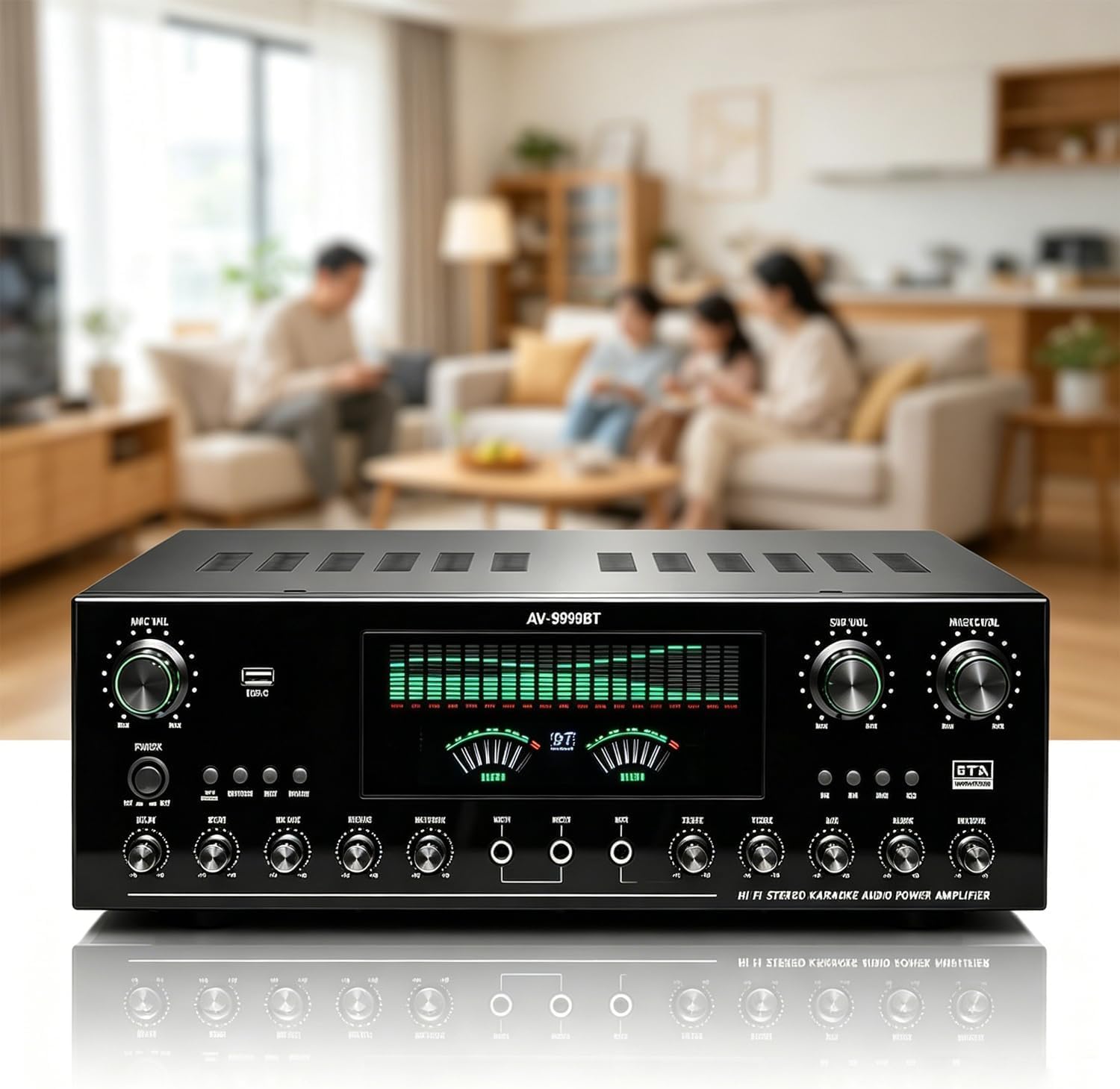 Amplificador Estéreo Doméstico Bluetooth, Receptor De Audio Inalámbrico De 7.1 Canales Y 1800 W Con Pantalla Lcd, Entrada óptica/coaxial/usb, Entradas De Micrófono/receptor Av, Para Altavoces