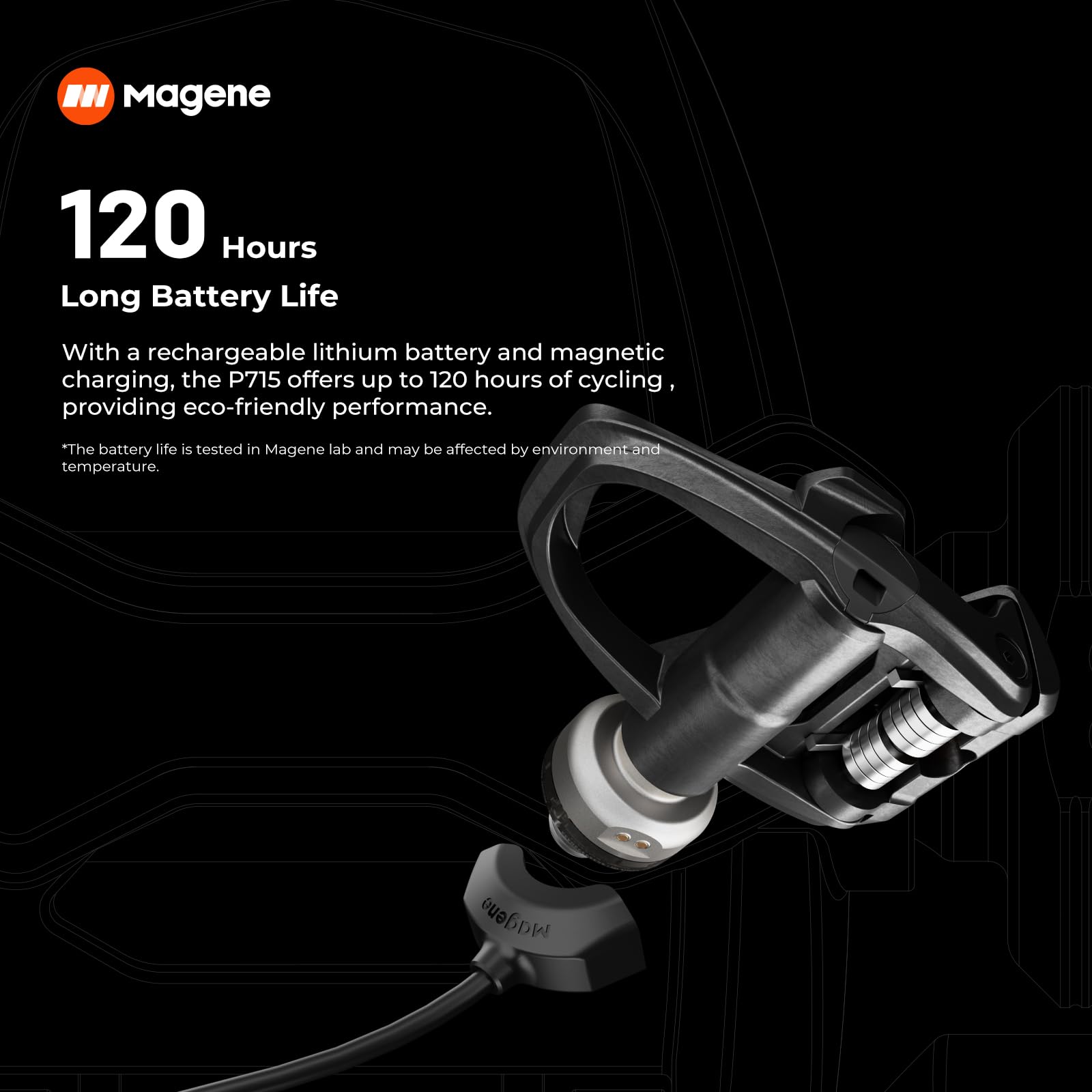 Magene P715 Capteur de Puissance à Pédales, Précision de Puissance de ± 1%, Autonomie de 120h, Bluetooth Ant+, Pédales de Vélo Double Face Compatible avec (SPD-SL)/(KEO)