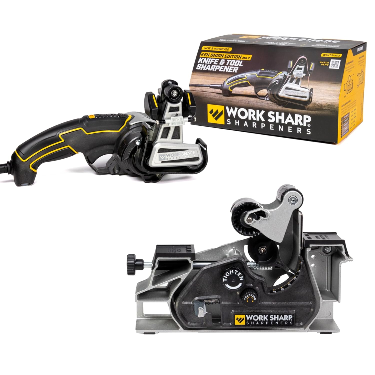Work Sharp Adjustable Knife Sharpener with Blade Grinder Attachment Bundle Ken Onion Kitchen Hunting Pocket Knives Scissors Serrated