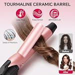 3 en 1 Ensemble en fer de curling avec barres interchangeables en céramique 14 Temps & LCD Affichage pour les vagues douces & Courroies spirales sur cheveux courts à longs, double tension pour le voyage