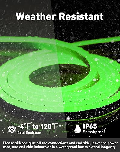 Miniatura 4 de Shine Decor Cuerda de luces LED CA de 120 V, conectables y cortables, sin puntos, 120 LEDsM, tira de iluminación ecológica, ETL IP65 impermeable y