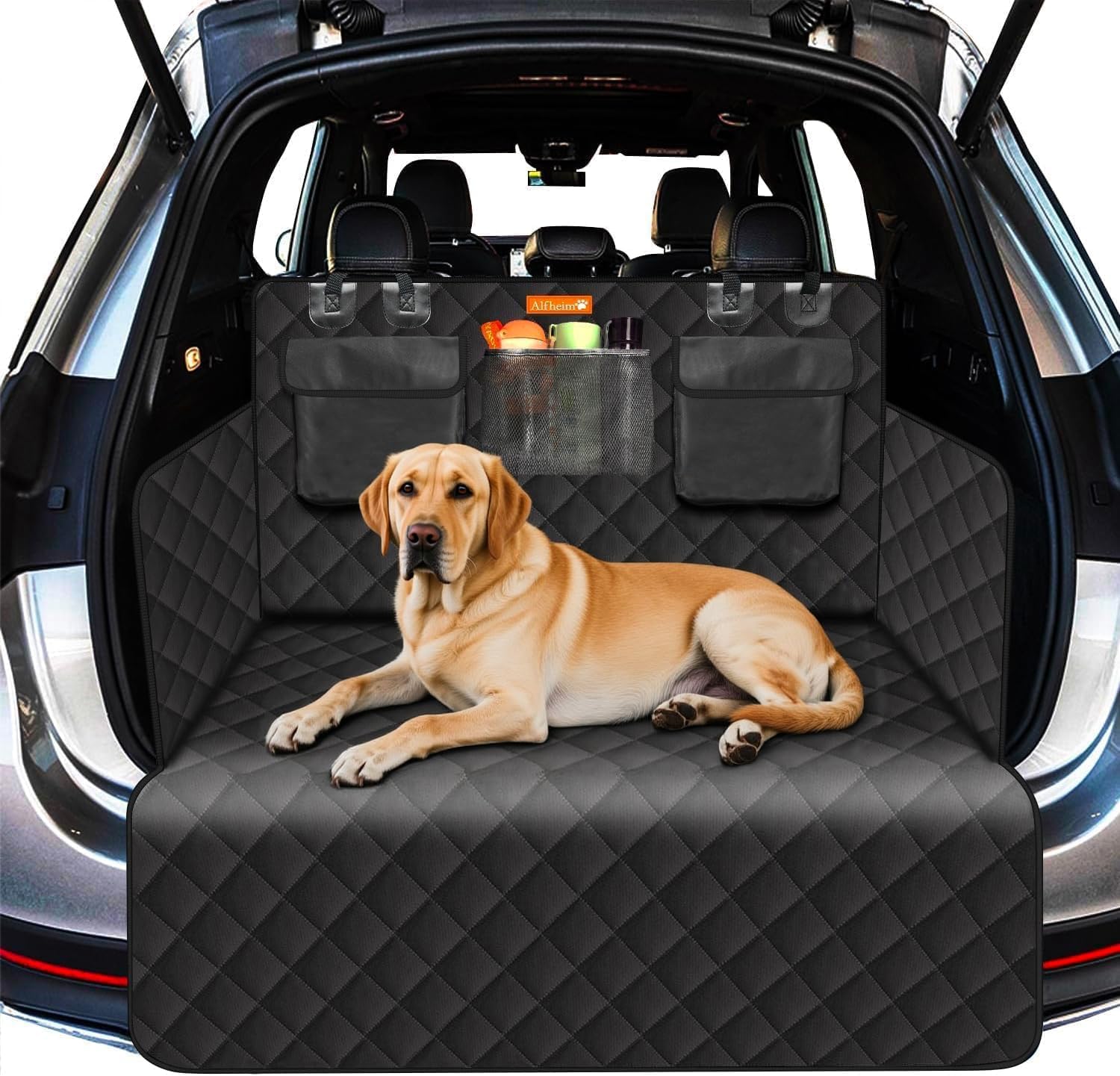 Alfheim Custodia per Baule Auto per Cani, Antistrappo e Impermeabile, Copertura del Sedile Posteriore per Cane Lavabile Antiscivolo con Protezione Laterale Universale per Auto, Camion, SUV