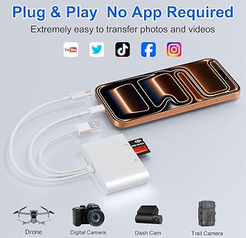 Memory Stick Pro Duo Adapter - 4-in-1 SD/TF/MS/XD Card Reader for iPhone 17/16/15/14/iPad/PC/Android/MAC, USB-C/USB/Lightning XD Card Adapter, Sony Cybershot Card Reader Plug & Play, No Driver Needed