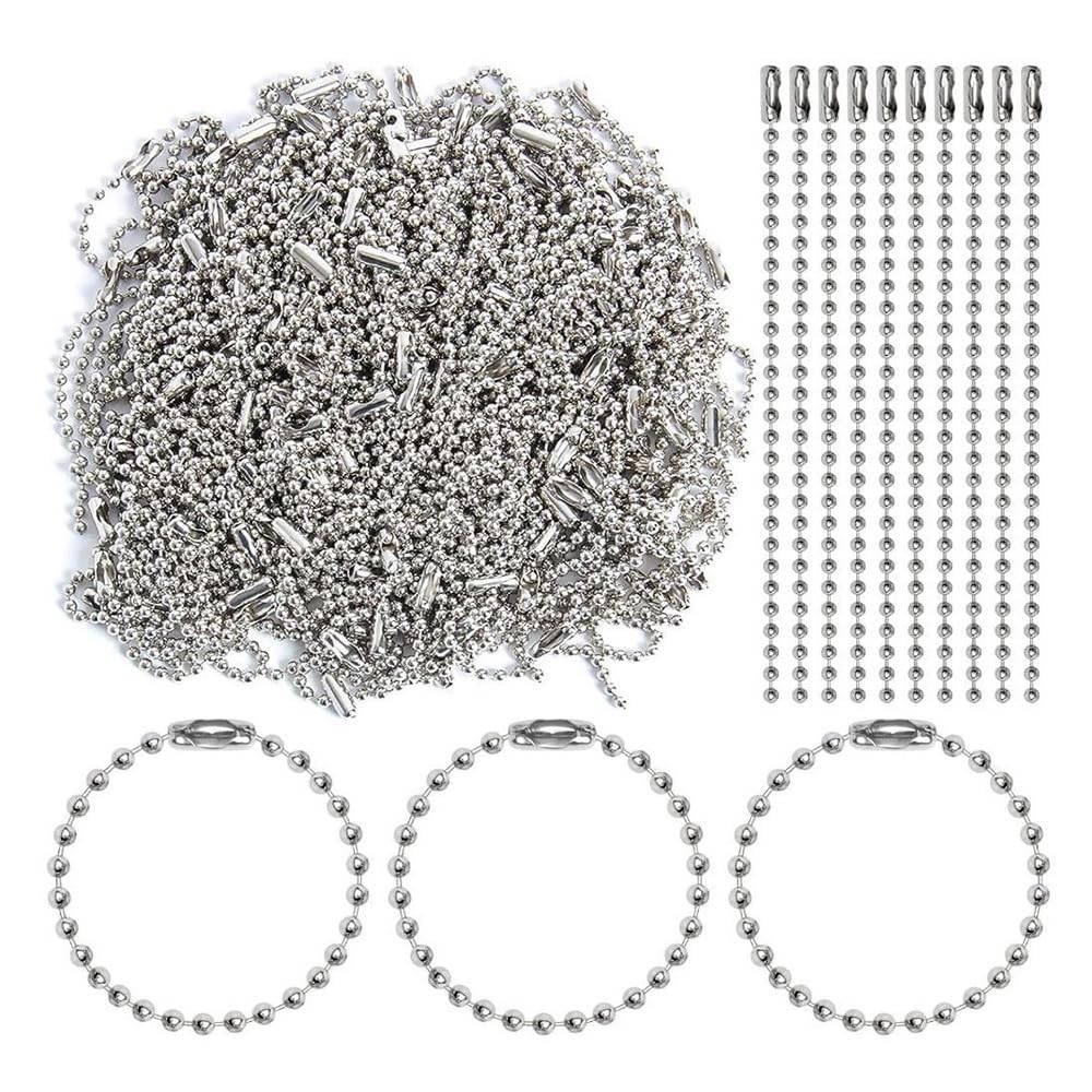 ボールチェーン コネクター付き キーホルダー キーチェーン チェーンキーホルダー 100pcs 2.4×150mm ステンレス製 シルバーチェーン DIY キーホルダー&アクセサリーパーツ