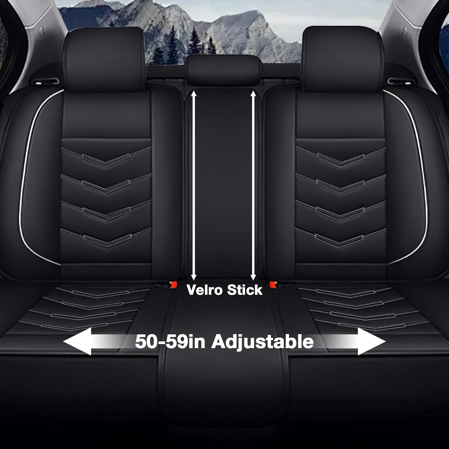 5 Car Seat Covers for Ford Escape 2005-2026, Wear-Resistant & Anti-Slip Leather Seat Protectors (5 Seat Standard, Black-White)