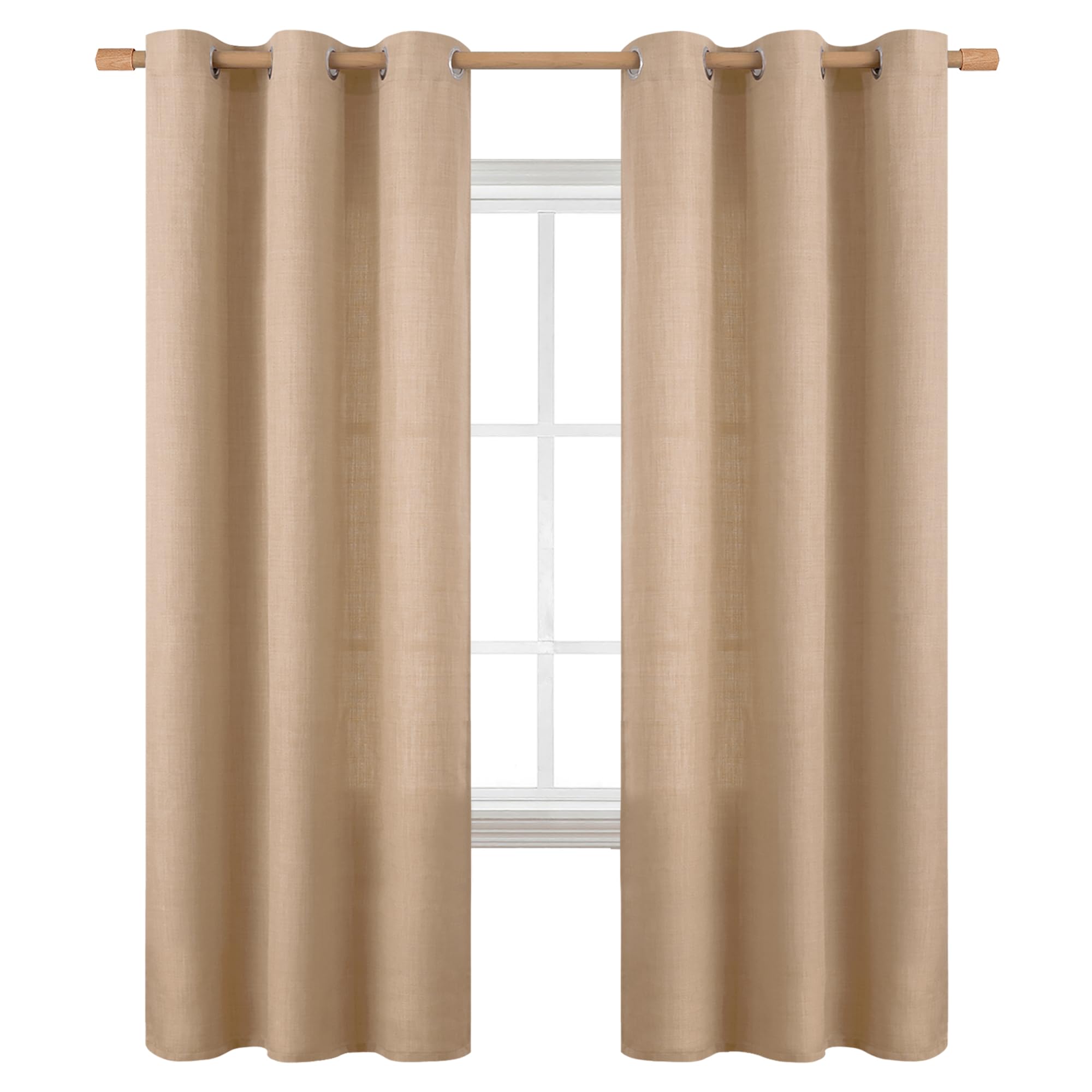 BGment Curtains 84 Inches Long for Living Room, Flax Linen Curtains Burlap Textured Thick Light Filtering Privacy Grommet Window Curtain Drapes for Bedroom, 2 Panels, 42 x 84 Inch, Tan