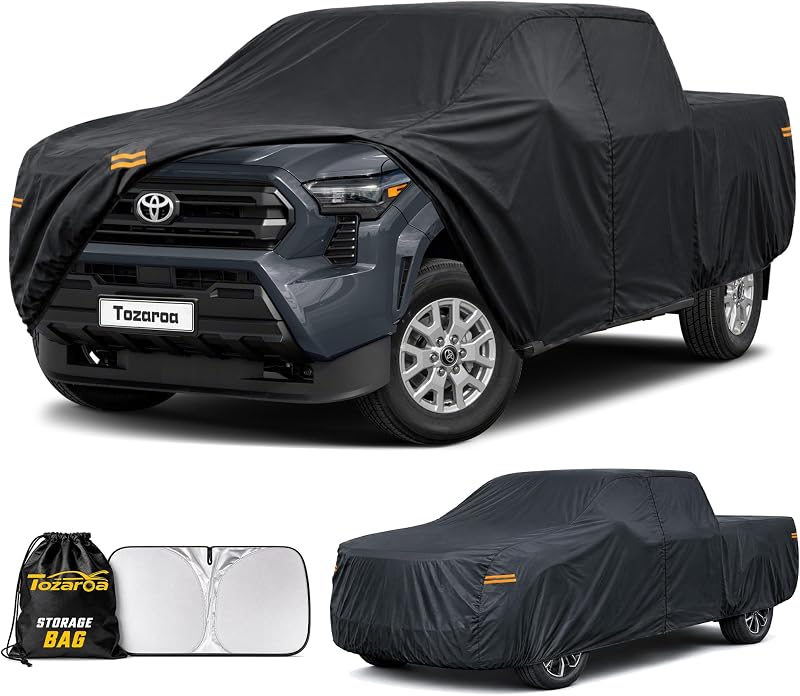 Truck Cover Outdoor Pickup Car Covers(Length up to 210 inch) Universal Fit for Toyota Tundra,Nissan Frontier,Ford F150,Chevy C10,GMC Canyon Sierra 1500,Colorado etc Size T1(See Size Chart)