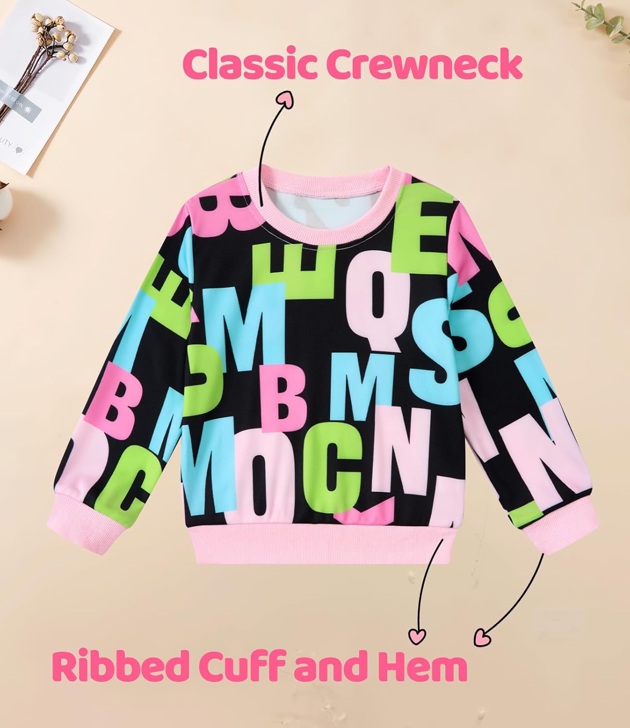 Toddler Baby Girls Sweatsuit Unique Elastic Pant Design Sweat Matching Sets Fall 2 Piece Sweatshirts Outfit 1-4T - Image 4