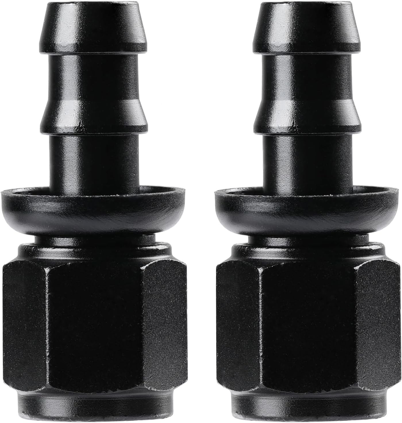 Ucreative6AN Straight Push Lock Hose Fitting End Black 2PCS