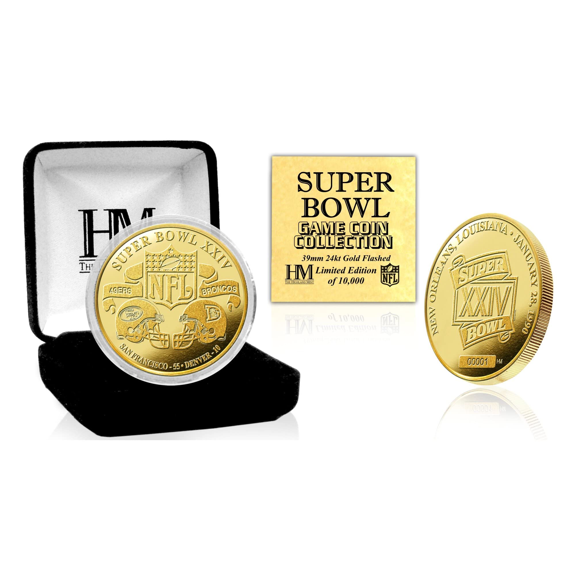 The Highland Mint NFL Gold Super Bowl XXIV Flip Coin 24KT