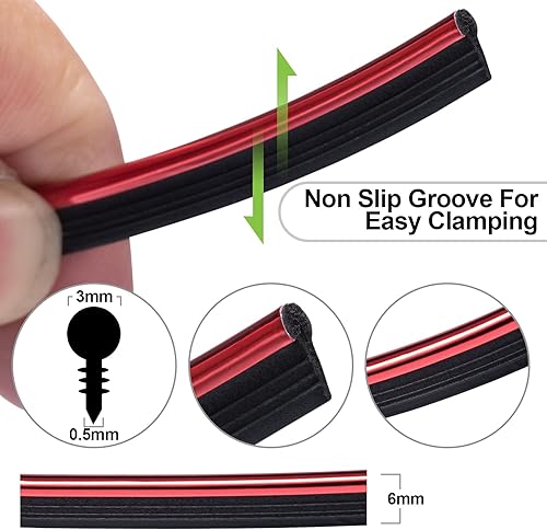 Miniatura 5 de Tiras de molduras para interior de automóvil, 16.4 pies moradas + 16.4 pies, color rojo, universales, línea de moldeo para automóvil, accesorios