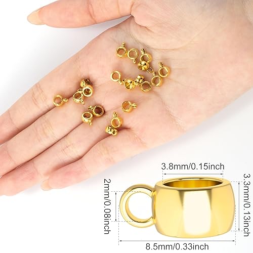 Miniatura 2 de Joez Wonderful 300 cuentas de eslabones para colgar en la columna, cuentas espaciadoras de columna hipoalergénicas, dije de tubo de conector dorado