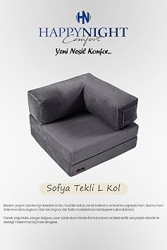 Sofya Tekli Koltuk L Kol | Oyun Koltuğu | Sünger Koltuk | Sinema Koltuğu. 90x90 CM (Antrasit)