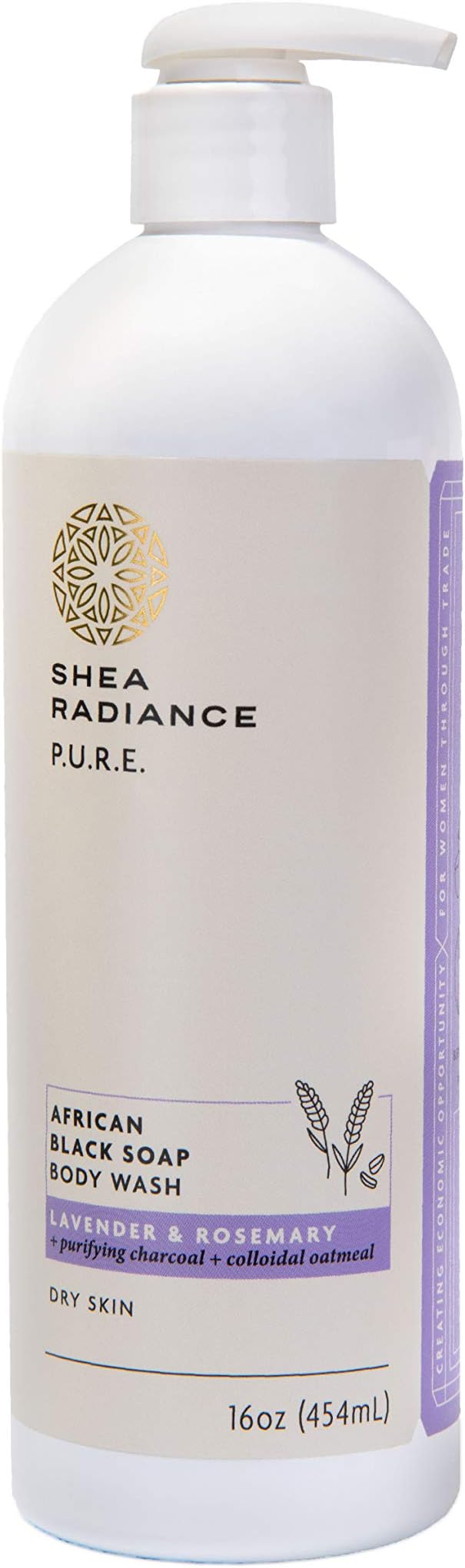 Shea RadianceAfrican Black Soap Body Wash - Dry Skin, Eczema, Rashes, Blemish Cleanser | Lavender Rosemary (16 oz)