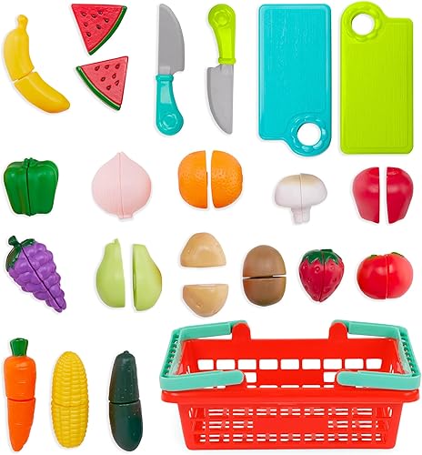 Miniatura 3 de Battat Juguete de comida para niños - Juguetes de cocina para juegos de rol de chef - Cesta de productos del mercado de agricultores - Fruta de