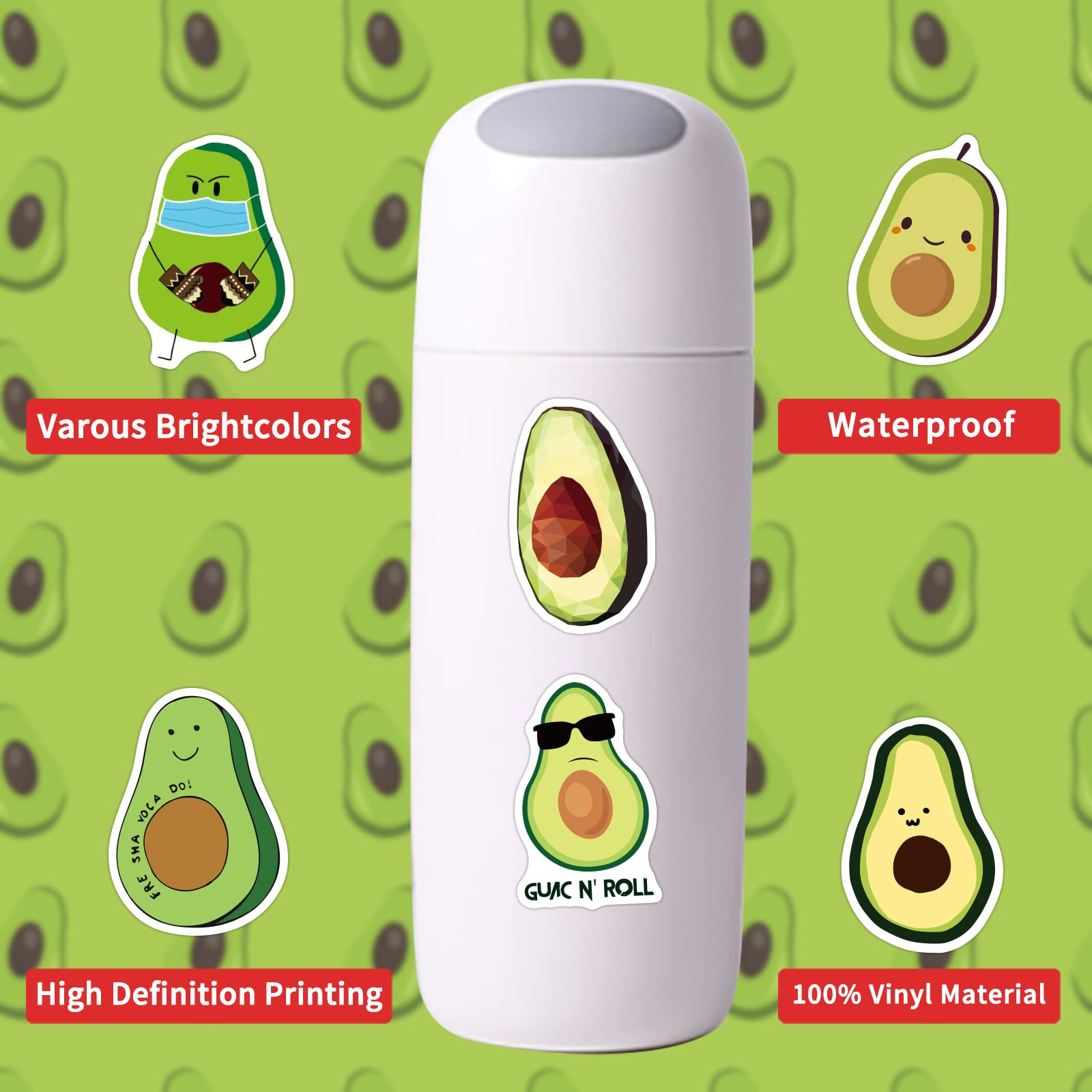 100 Adesivi Avocado In Vinile Impermeabile - Decorazioni Per Laptop, Frigorifero, Skate - Foto 9