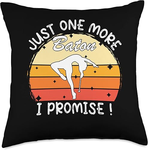 Cool majorette baton twirling gifts Just one Promise-Sunset Dance Baton Twirler Throw Pillow, 18x18, Multicolor