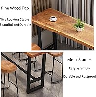 Vista 7 de Mesa de bar de madera maciza, mesa de bistró, mesa alta, mesa de desayuno, mesa de pub, muebles de cocina para sala de estar, comedor, cafetería