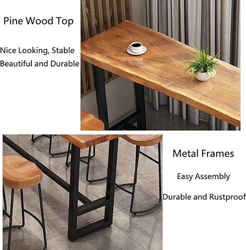 Miniatura 8 de Mesa de bar de madera maciza, mesa de bistró, mesa alta, mesa de desayuno, mesa de pub, muebles de cocina para sala de estar, comedor, cafetería,