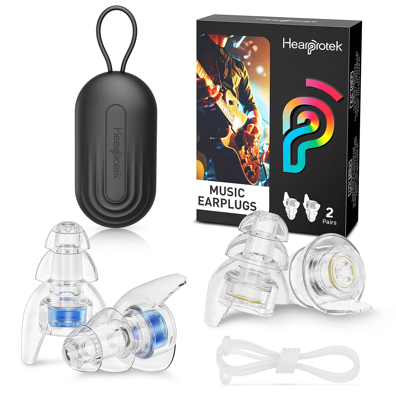 Hearprotek Concert Ear Plugs, 2 Pairs High Fidelity Ear Plugs for Musicians