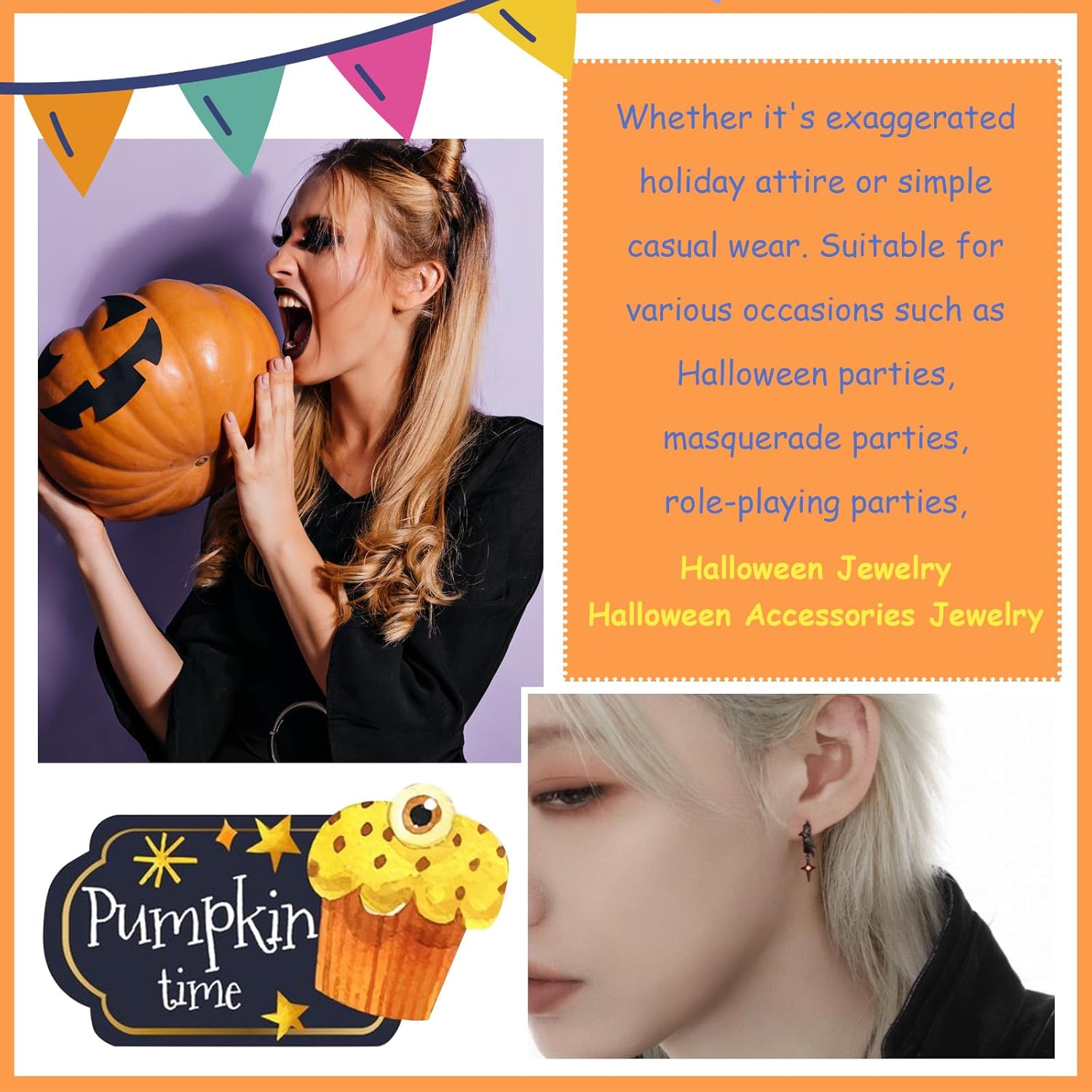 Gothic Raven Earrings for Women Dark Punk Crow Hoop Earring Black Bird Dangle Earring Crystal Drop Earrings Gothic Crow Jewelry for Party Nightclub Hiphop Style - Image 4