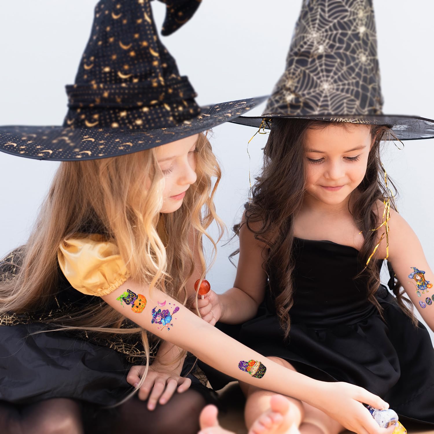 Leesgel Tatouages Halloween Enfants - 24 Feuilles Lumineuses - Fantômes, Citrouilles - Phosphorescents - Cadeau Fête