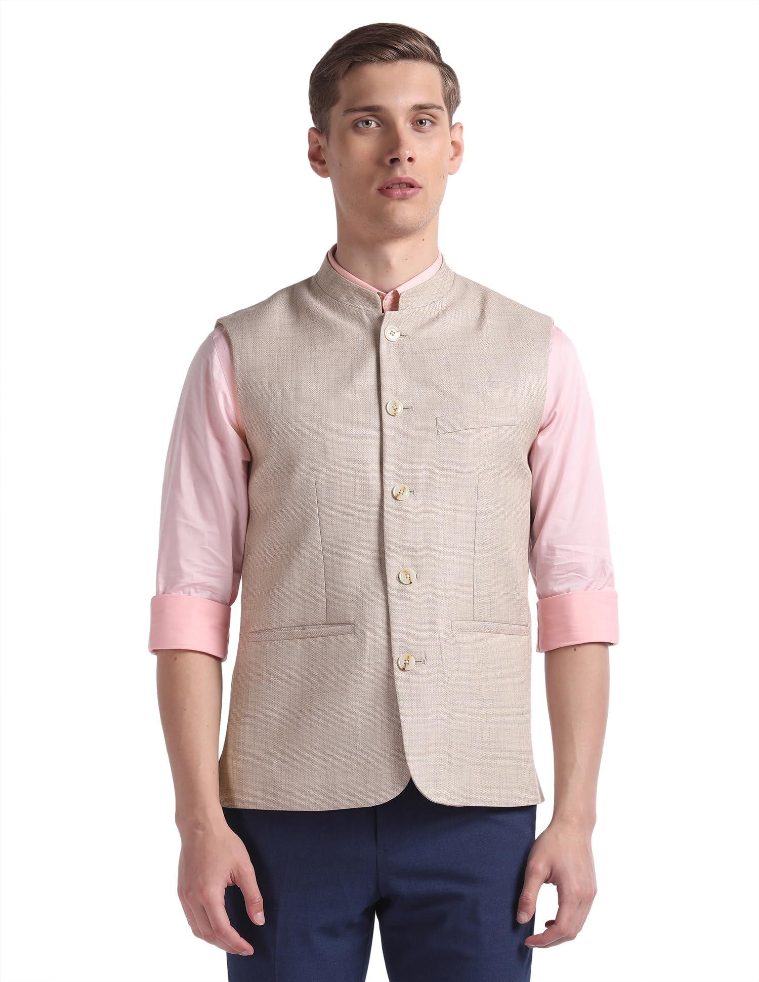 Sleeveless Ceremonial Nehru Jacket-image-15