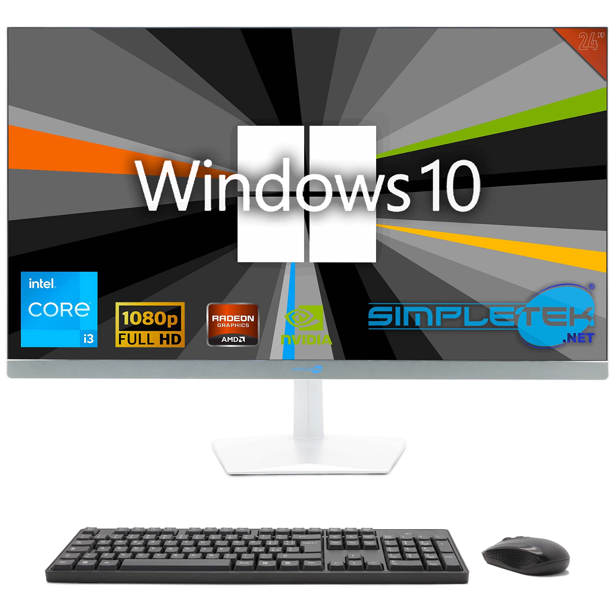 SIMPLETEK - PC All in One 24" FHD 60Hz Core i3 Windows 10 | Tarjeta gráfica dedicada GTX1650 4GB | 16GB RAM SSD 2TB | Trabajo, Gaming