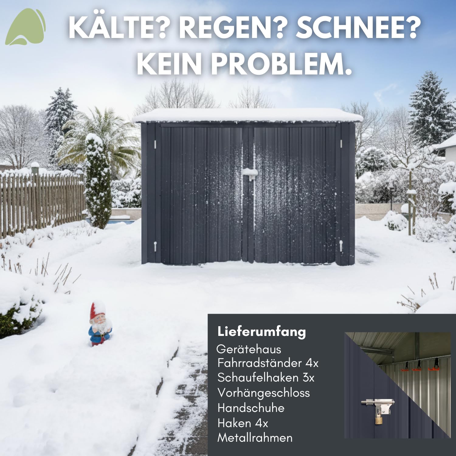 ALBATROS XXL Fahrradgarage Metall wetterfest & abschließbar, für 4 Fahrräder & E-Bikes, Fahrradbox 229x203x162 cm, Fahrradunterstand aus verzinktem Stahl RAL7016 anthrazit, Gartenbox mit Zubehör