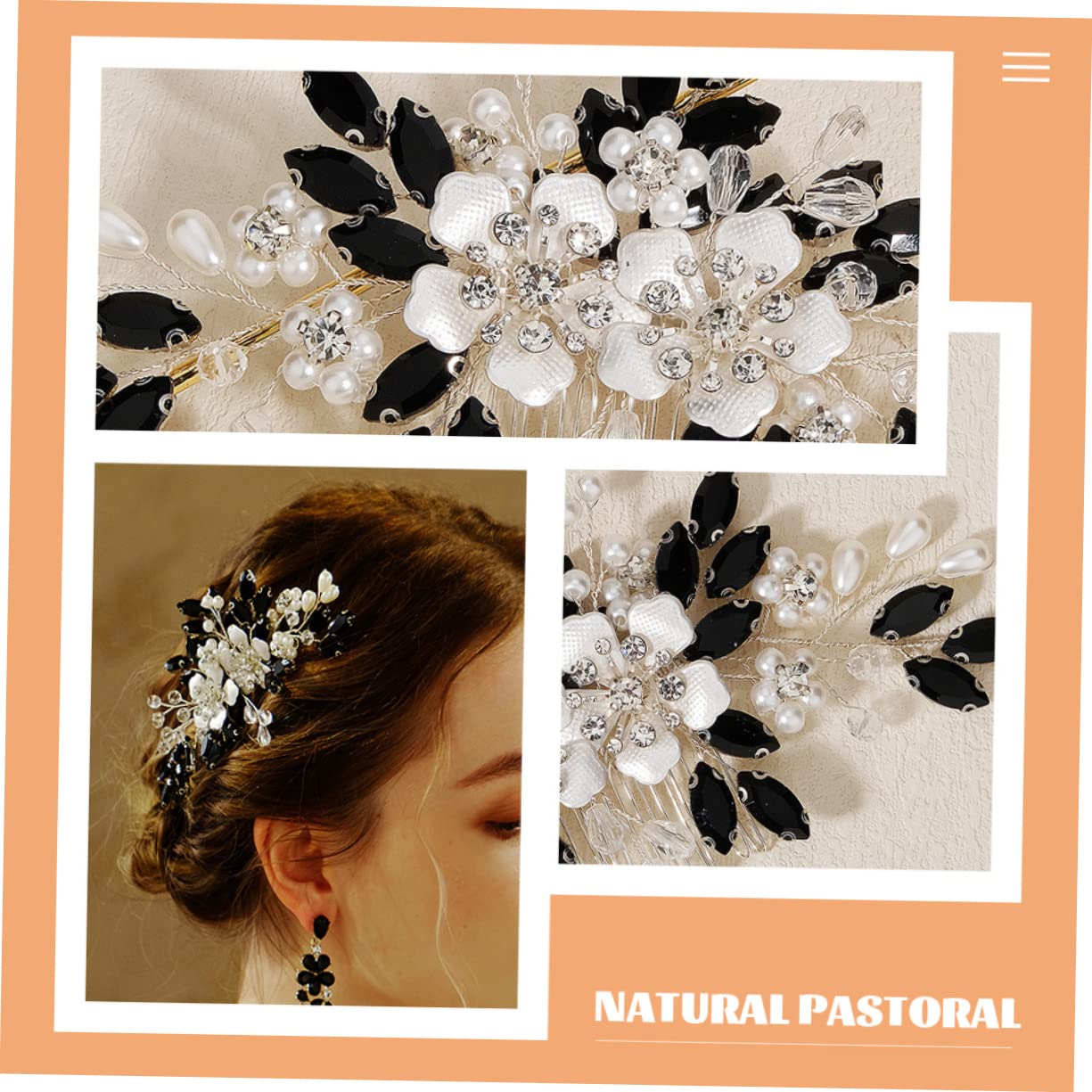 Didiseaon 3 Piezas Peine De Flores De Accesorio De Boda Adorno Para El Pelo De La Boda Decoración Del Cabello Para La Peinetas Para Peine De Pelo Exquisito Pedrería