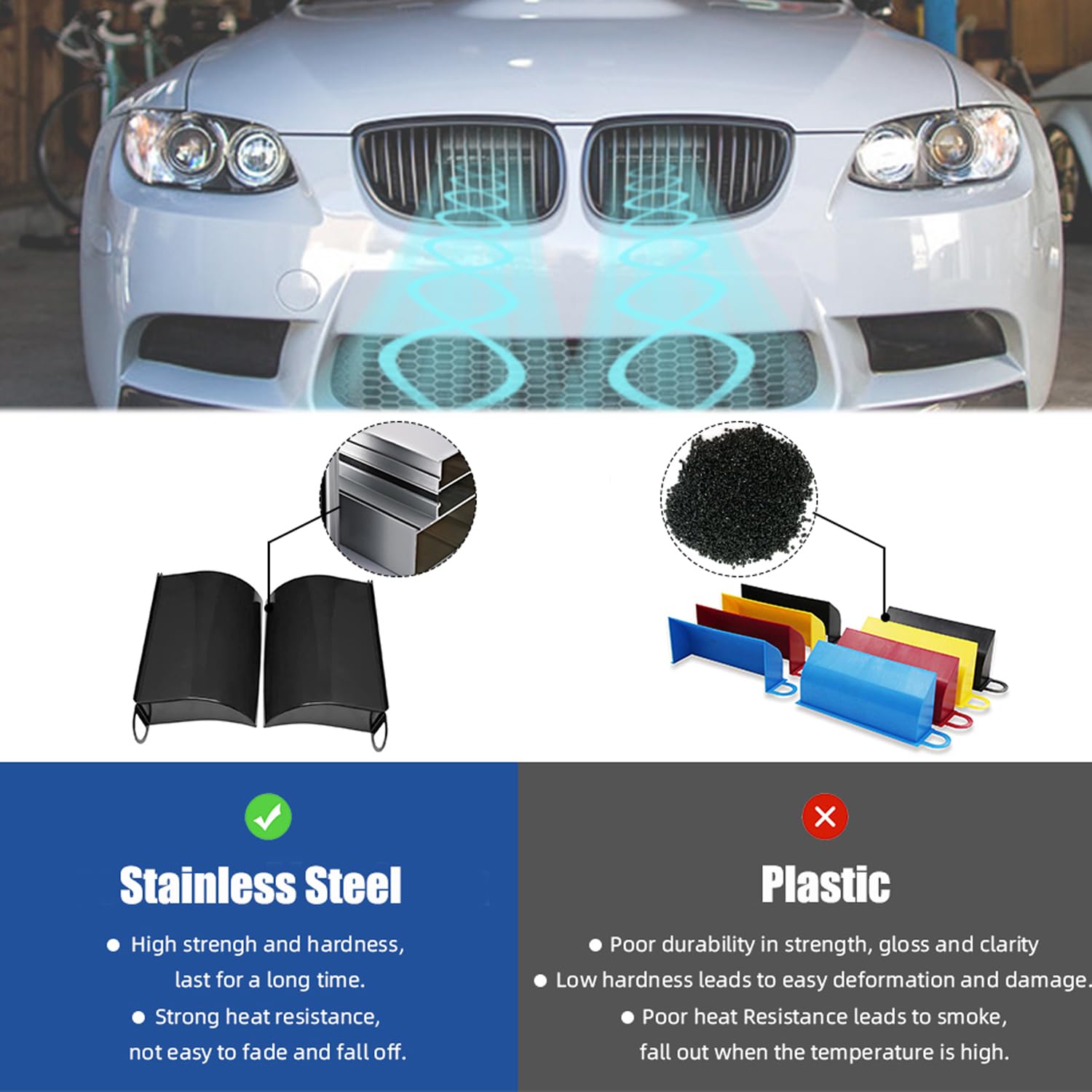 BILLFARO Cold Air Intake Scoop - 2Pcs Black Ram Air Kit For BMW 3-Series E90/E91/E92/E93 (316i-335i, 316d-335d, M3)