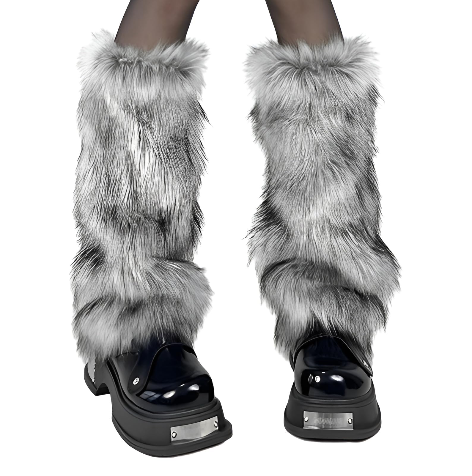 Gupiar Women's Fur Leg Warmers Sexy Furry Fuzzy Leg Warmers Soft Boot Cuffs Cover, 40CM