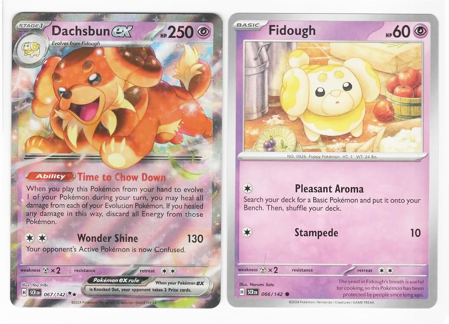 Dachsbun ex 067/142 - Stellar Crown Pokemon Card Lot - 2 Card Set
