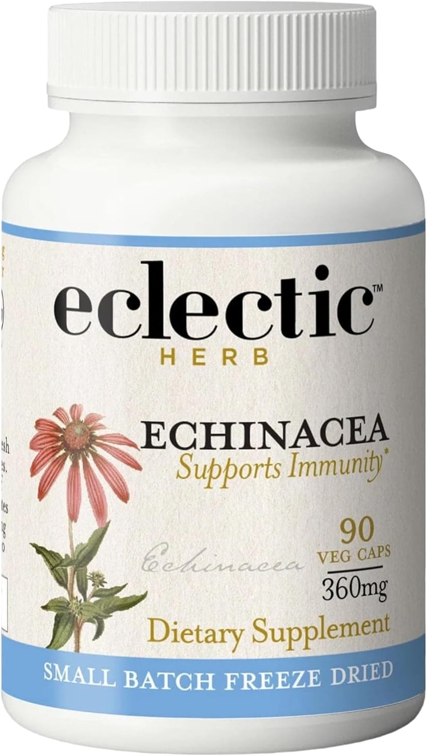 Eclectic Institute Raw Fresh Freeze-Dried Non-GMO Echinacea Purpurea Root | Immune Support | 90 CT (360 mg)